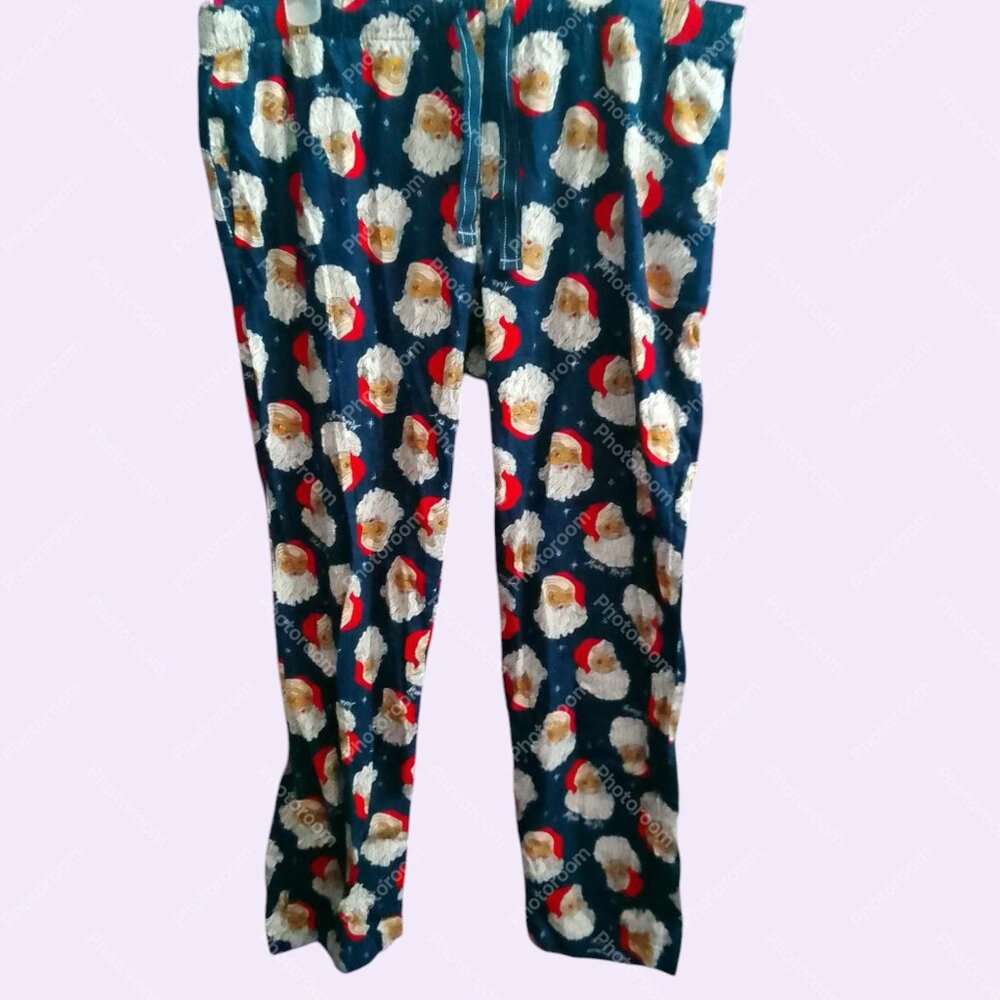 Old Navy match the fam! flannel set cocoa santa claus pj pajamas bottoms in navy